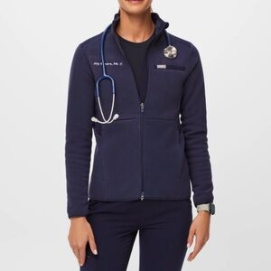 Navy Zip-Up Medical Fleece Jacket